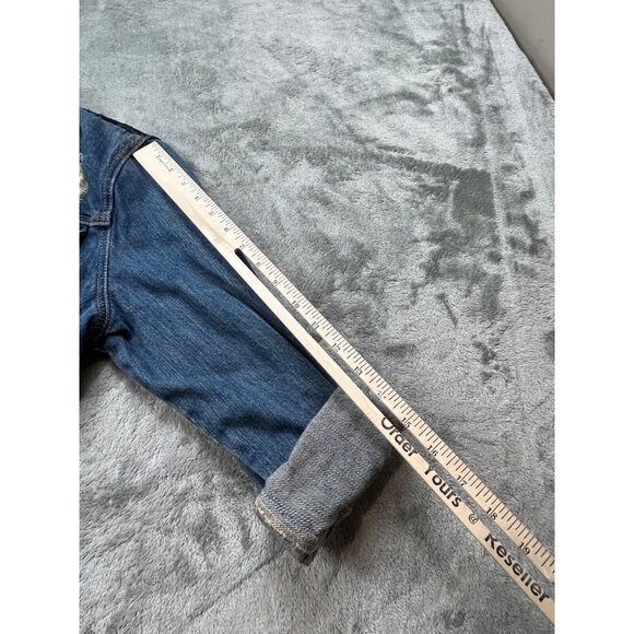 Forever 21 Denim Jacket Women Medium Jean Coat Black Lace Back Trucker Boho Y2K - Picture 6 of 11